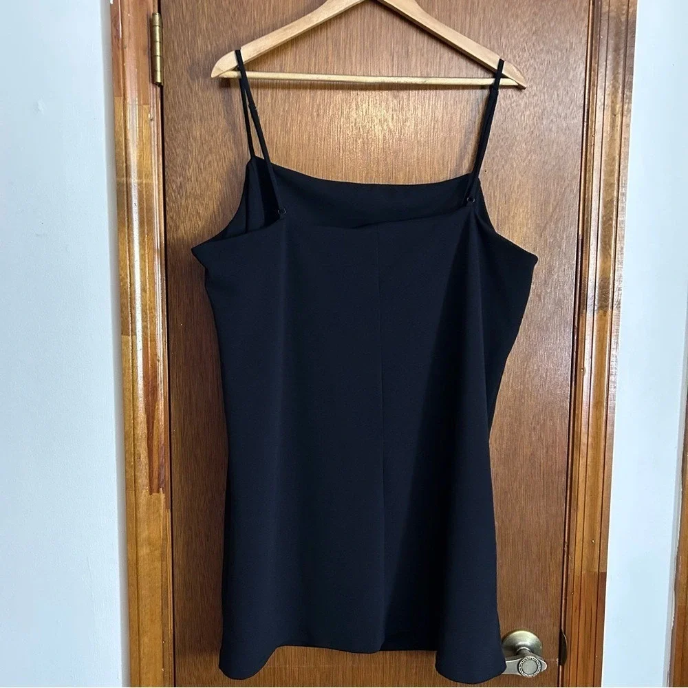 H&M Mini Dress Black Square Neck Side Slit XXL - Picture 2 of 10